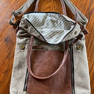 Mona B. Fold-Over and Intermix Convertible Upcycled Canvas Tote